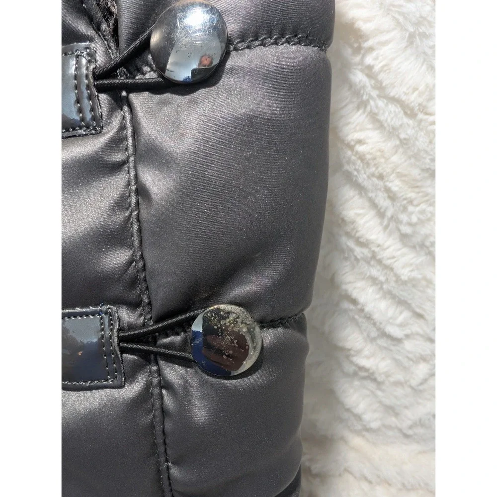 Khombu Womens Boots Size 6.5 Gray‎ Patent Abigail Faux Fur Lined Tall Winter